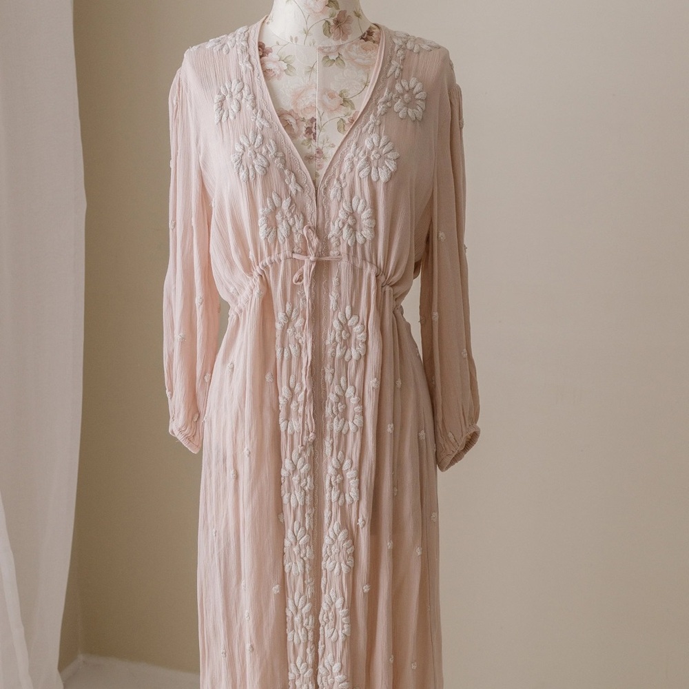 Free People Fable Midi Dress In Antique Peach - Picture 2 of 9